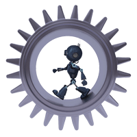 robot in a cog wheel